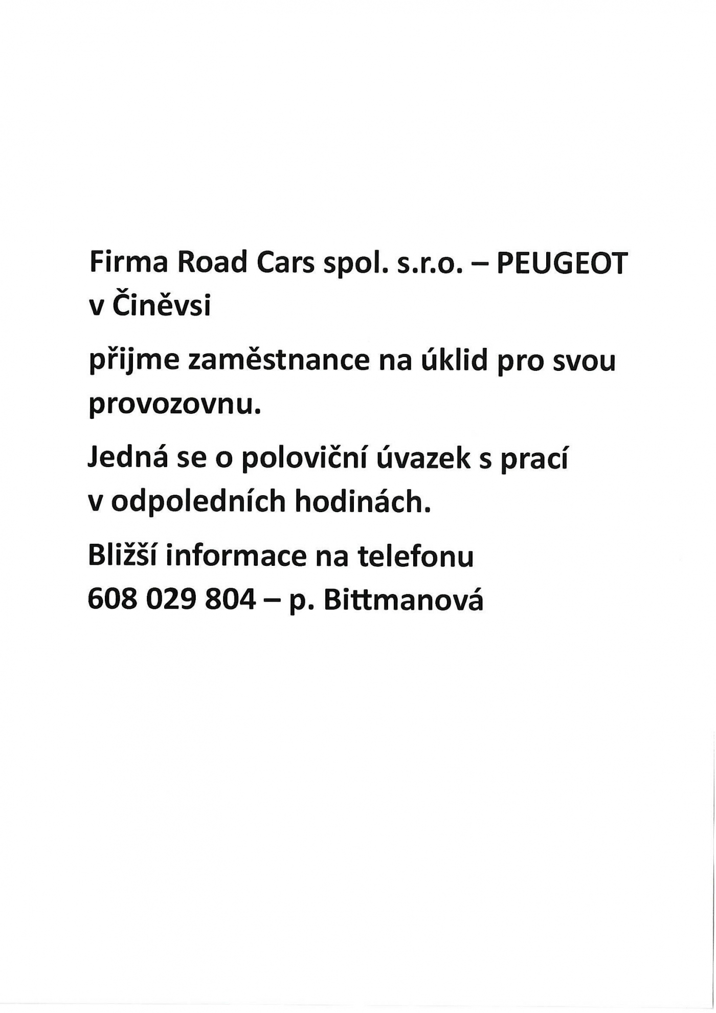 Nabídka pracovního místa