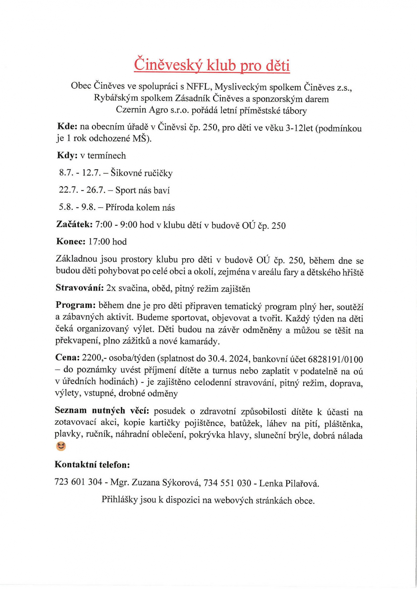 Příměstské tábory 2024